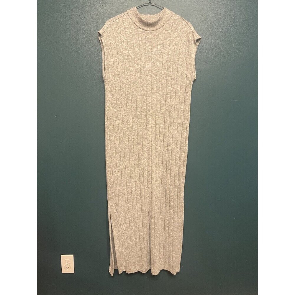 Saturday Sunday Anthropologie Gray Elizabeth Boho Ribbed Knit Maxi Dress SZ Med.